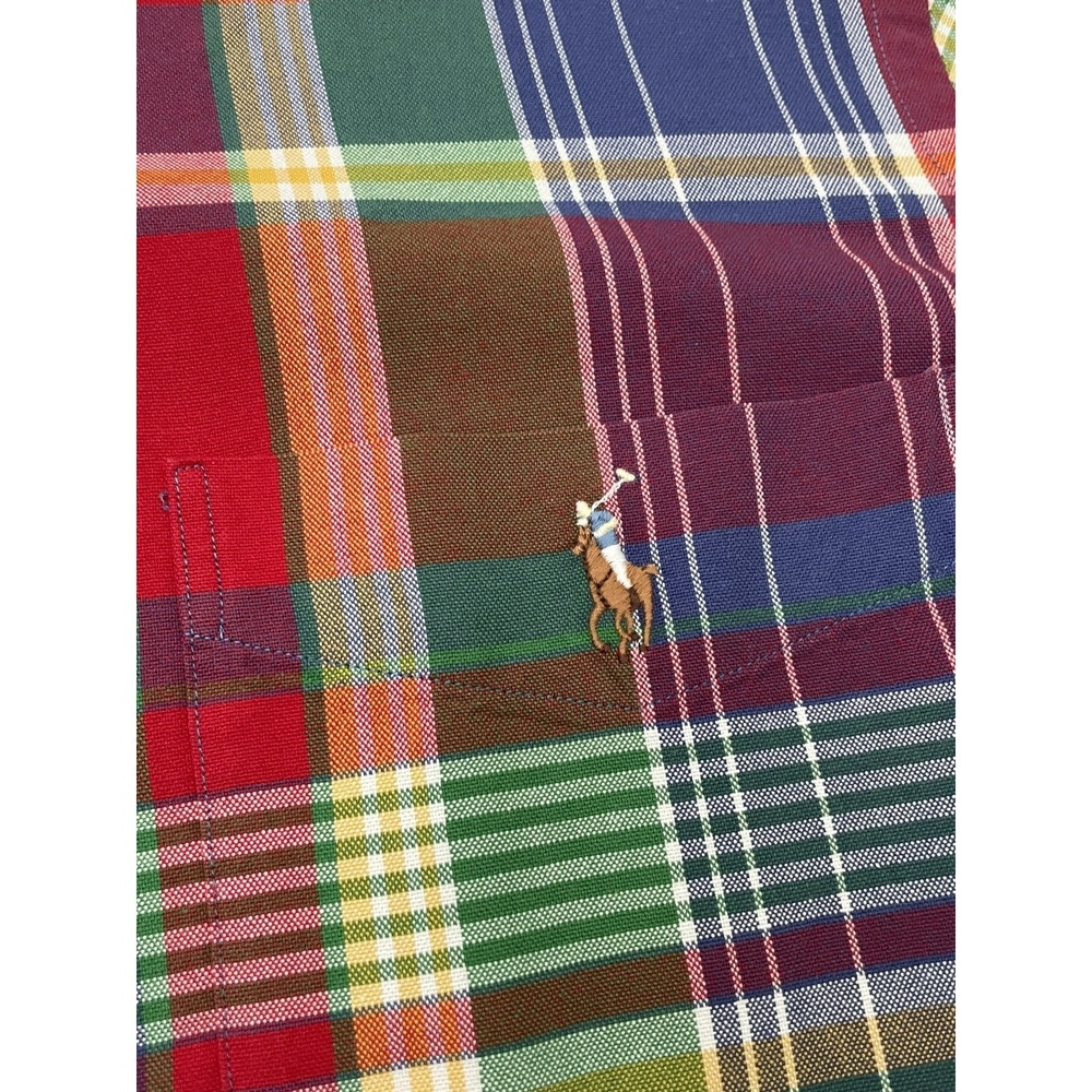 Polo Ralph Lauren Classic Fit Plaid Oxford Shirt XXL Colorful Flesh Pony‎ Preppy - Picture 4 of 7